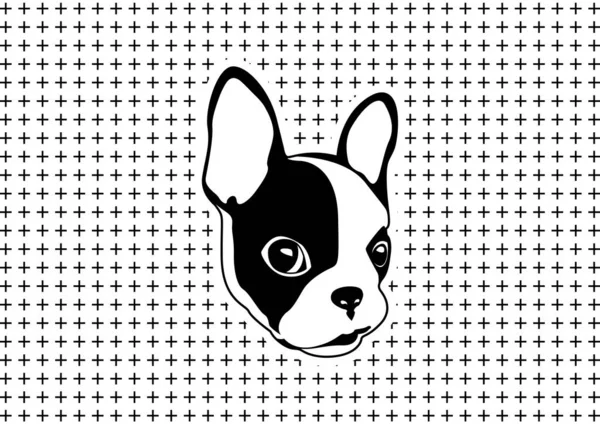 Niedliche Zweifarbige Französische Bulldogge Schwarz Weiß Logo Charmantes Schwarz Weißes — Stockvektor