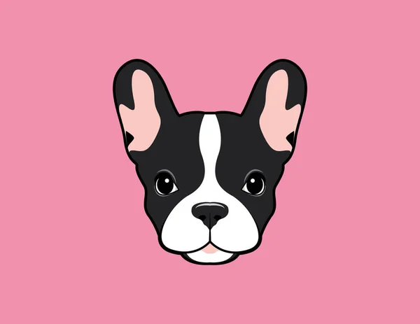 Lindo Retrato Cara Bulldog Francés Sobre Fondo Rosa Ilustración Vectorial — Vector de stock