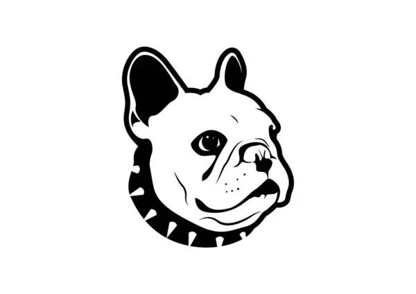 Símbolo Logotipo Bulldog Francês Gordinho Com Estilo Colarinho Roqueiro Ilustração — Vetor de Stock