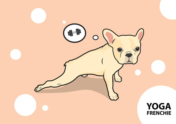 Little brown Frenchie and her cute butt. Cute French Bulldog is stretching exercises and preparing to do yoga.