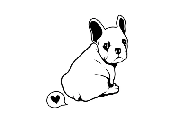 Bonito Bulldog Francês Seu Pequeno Peido Amor Back View Frenchie — Vetor de Stock