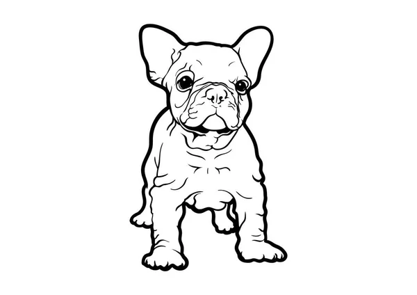 Kırışıklık Stili Dövmeli Fransız Bulldog Siyah Beyaz Logo Vektörü Kırışıklık — Stok Vektör