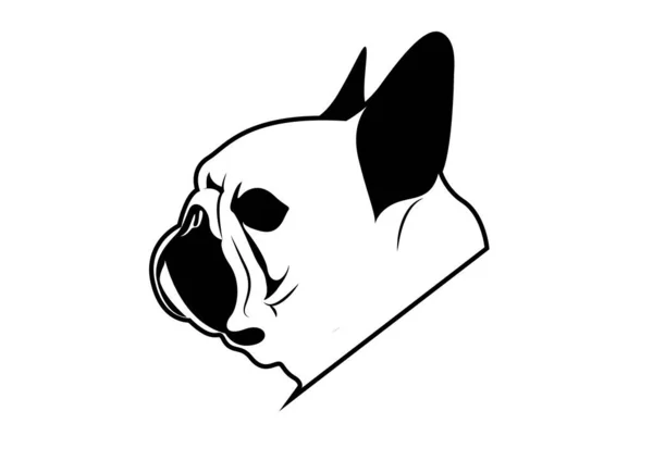 Frans Bulldog Portret Foto Terug Wit Logo Vector Illustratie Met — Stockvector