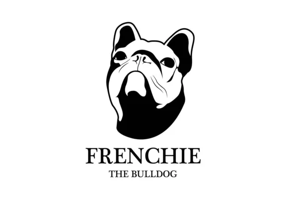 Siyah ve Beyaz Logolu Fransız Centilmen. Çekici bir Fransız Bulldog 'un sofistike bir beyefendi olduğunu gösteren siyah beyaz vektör çizimi. Eşsiz ve şık bir marka..