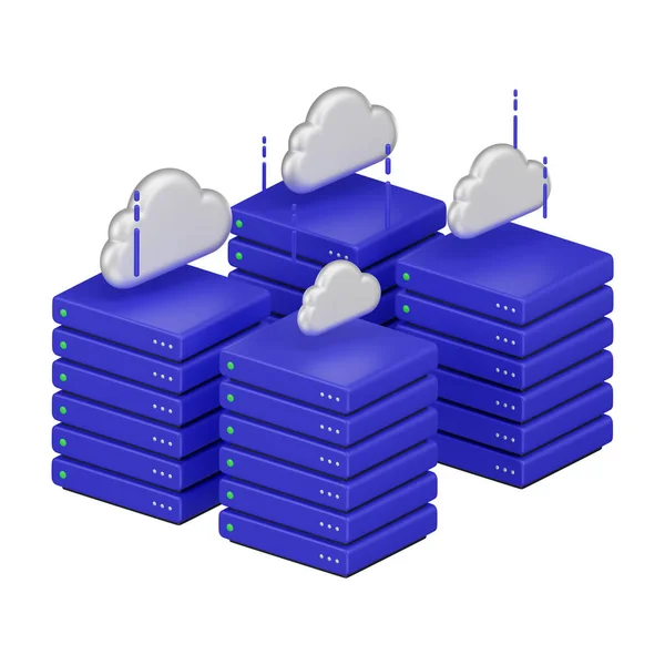 Elevate your projects with the Cloud Datacenter 3D Icon. A visually striking representation of advanced data management and processing capabilities, perfect for conveying the essence of modern cloud technology.