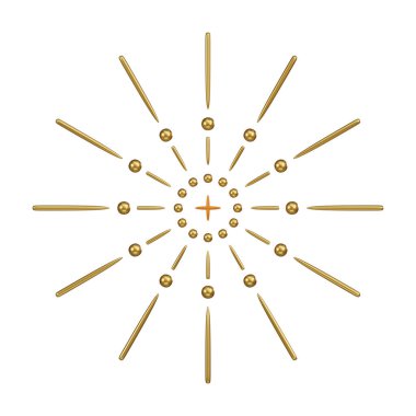 Altın havai fişek kıvılcımının çarpıcı bir 3 boyutlu ikonu, Çin Yeni Yıl kutlamaları ve şenlik tasarımları için mükemmel..