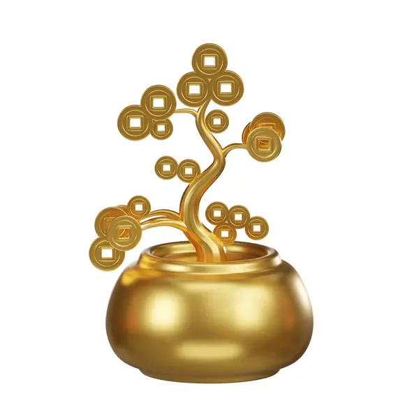 Ein Symbol Mit Einem Goldenen Chinesischen Geldbaum Der Feng Shui — Stockfoto
