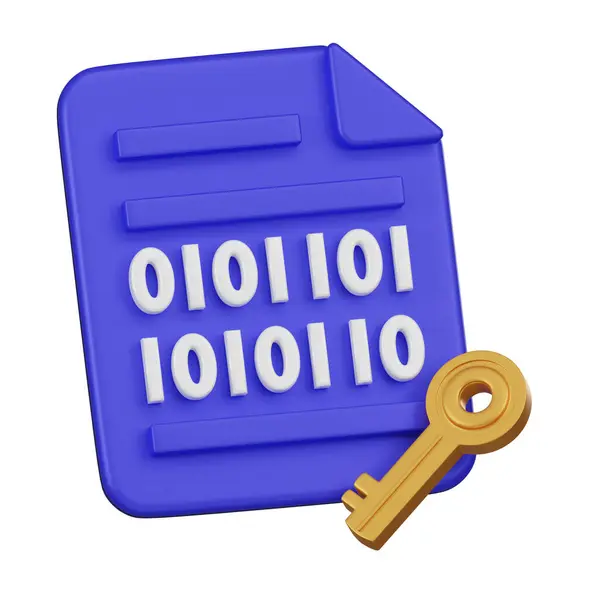 Icon Showing Document Binary Code Golden Key Illustrating Concept Data — Stock Photo, Image