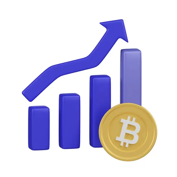 Ilustración Una Carta Crecimiento Azul Ascendente Con Bitcoin Dorado Que Imagen De Stock