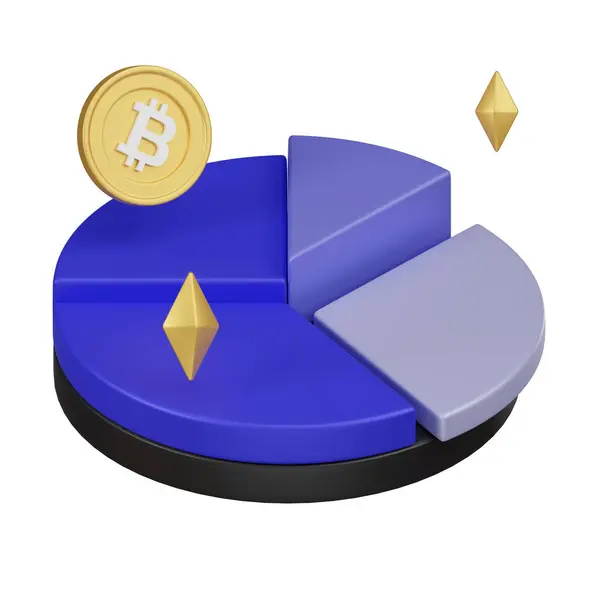 Ilustración Gráfico Circular Con Segmentos Una Moneda Bitcoin Que Representa Fotos De Stock
