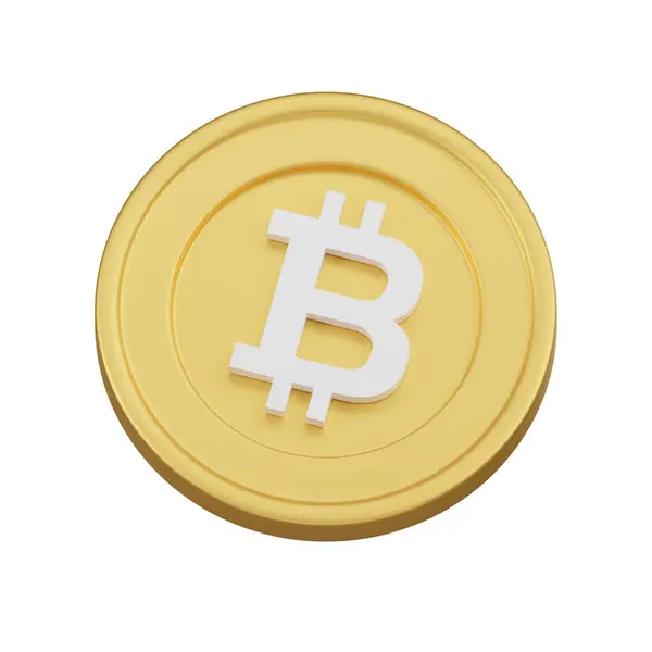 Una Moneda Oro Con Símbolo Bitcoin Destaca Prominentemente Con Patrones Imagen De Stock