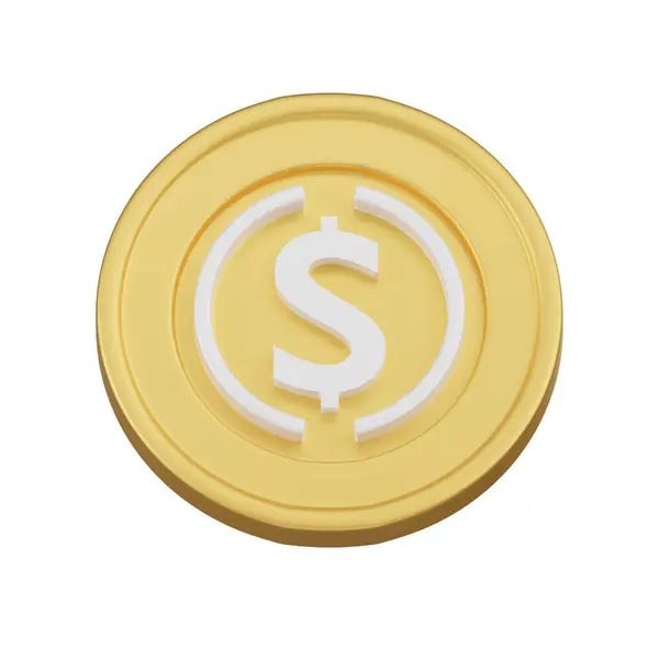 图为一枚刻有美元符号的金币 象征着加密货币市场的稳定生态 免版税图库图片