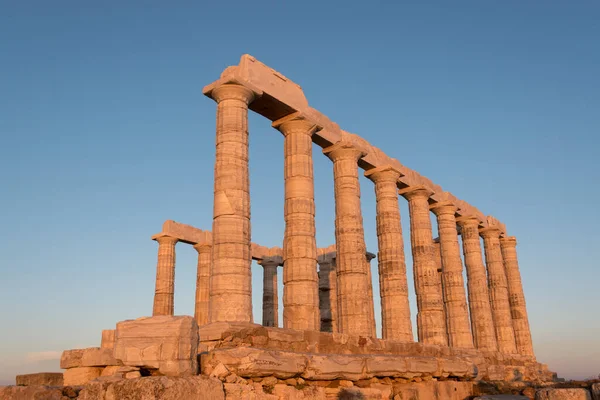 Sounion Cape Tempel Vid Solnedgången Grek — Stockfoto