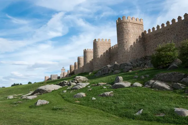Den Medeltida Fästningsmuren Staden Avila Spanien — Stockfoto