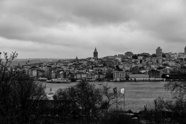 Siyah Beyaz Stanbul Şehri — Stok fotoğraf