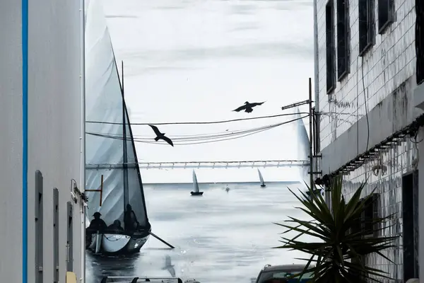 Olhao Algarve Portekiz 'deki şehir sanatı