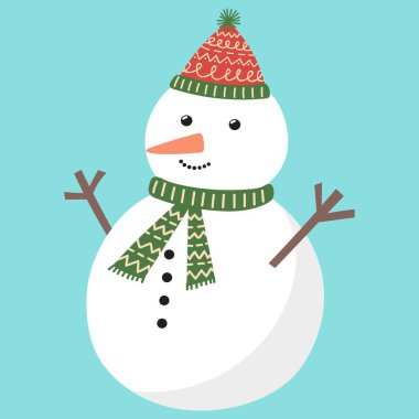 Atkı vektör çizimi olan sevimli kardan adam.