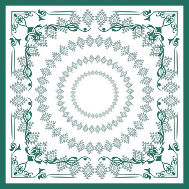 Yeşil ve beyaz bir kare çiçek deseni