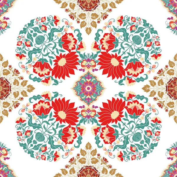 Seamless pattern with colorful floral ornament. a floral pattern with red, green and blue flowers