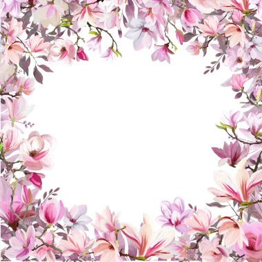 Çiçekli suluboya çerçeve.