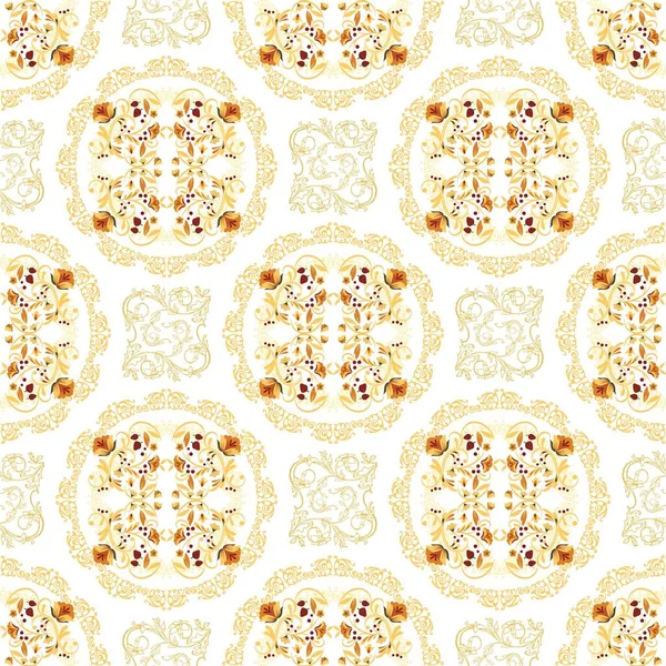 seamless pattern with floral elements. golden ornament in brown, brown and golden colors. classic oriental ornament.