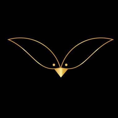 Siyah arkaplanda altın rengi kanat logosu