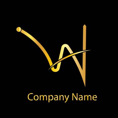 Altın renkli W harfi logo tasarımı