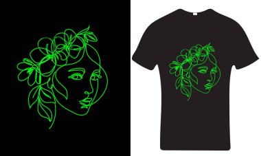  Yüz çizgisi sanat tişörtü soyut kadın yüz tasarımı