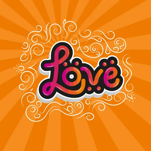 Vector Love Lettering Typography Style — Stock Vector