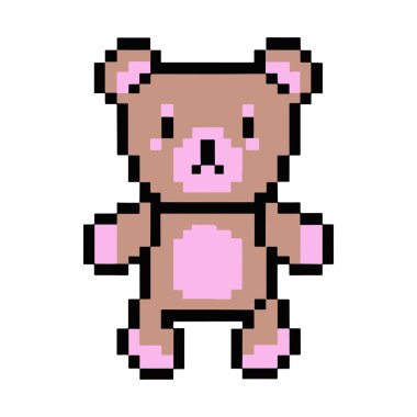 Oyuncak Ayı Pikseli Sanat Koleksiyonu Vektör ile Komik Canlandırılmış