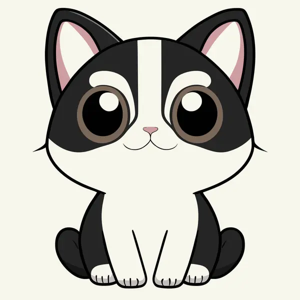 Cute Black Cat Cartoon Illustration Vector Design — Stock Vector