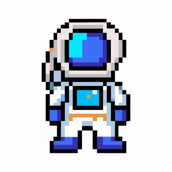 宇宙飛行士ピクセルアートゲームデザイン8ビットと16ビット — ストックベクタ