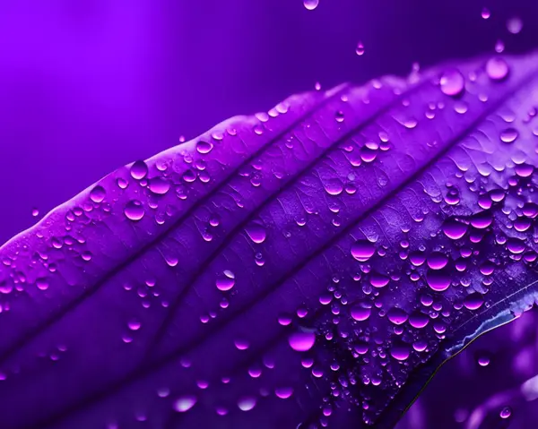 purple violet leaf with water drops on a black background, abstract background. close - up.