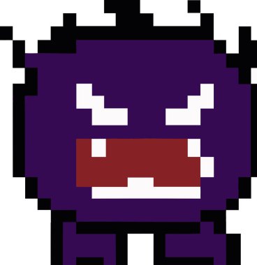 Mor canavar top pikseli animasyon 8 bit 16 bit 32 bit