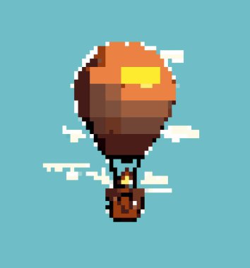 Sıcak hava balonu vektör sanat pikseli 8 bit 16 bit 32 bit