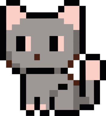 Şirin kedi pikseli sanat konsepti izole edilmiş simge