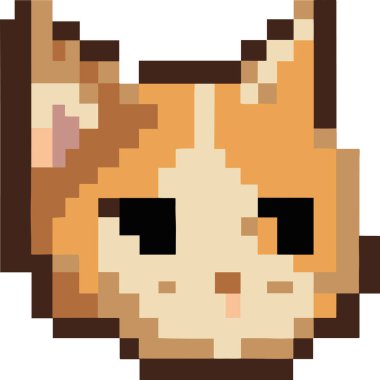 Şirin kedi pikseli sanat konsepti izole edilmiş simge