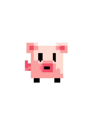 Tatlı domuz ön görünümü izole edilmiş ikon pikseli sanat karakteri