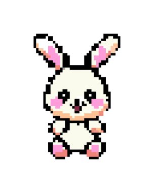 Tavşan animasyonu izole edilmiş piksel element vektörü düzenlenebilir beyaz arkaplan