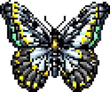 Kelebek pikseli resim simgesi izole edilmiş eski tarz oyun varlığı