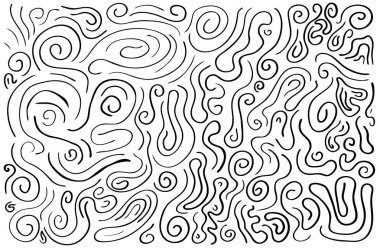 Siyah ve Beyaz Organik Çizgiler Şekil Labirenti 