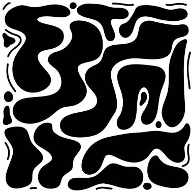 Organik Şekillendirme kare arkaplanı siyah ve beyaz