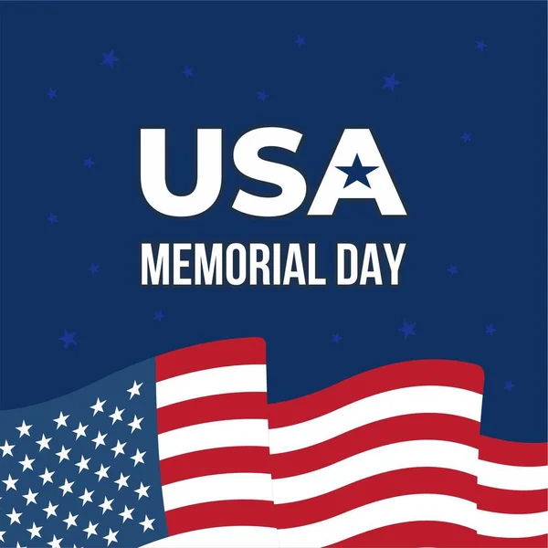 Anma Günü - Hatırla ve Onur Posteri. Usa Anma Günü kutlaması. Amerikan ulusal bayramı. Kırmızı metinli davetiye şablonu ve beyaz arka planda bize bayrak sallıyor. Vektör