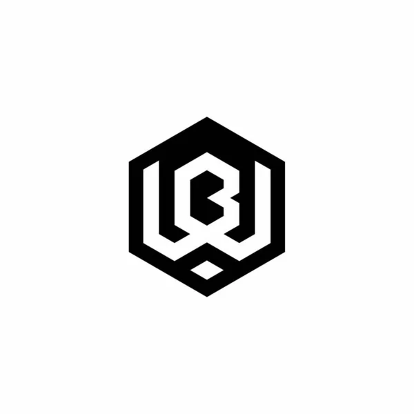 WB BW B W ilk harfler bağlı altıgen monogram logo vektörü döngüsü.