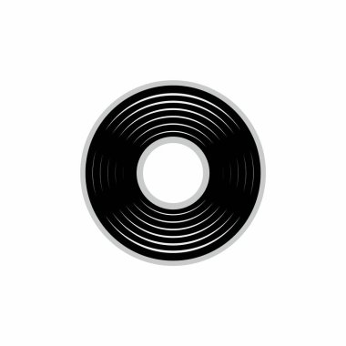 Logo Black Vinil Plaklar Retro Müzik İllüstrasyonu. Müzik diski DJ imza logo tasarım vektörü