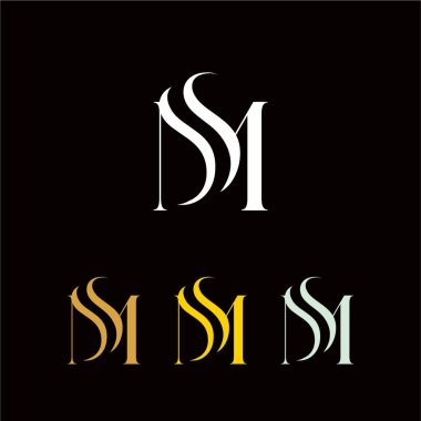 MS SM Mektup Bağlı Lüks Premium Logo, Düğün Logosu Tasarımı, Özel Çelenk Düğün Monogramı, İpucu Düğün Logosu