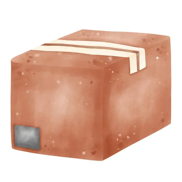 Uppsättning Paket Box Ritningar Akvarell Stil — Stock vektor