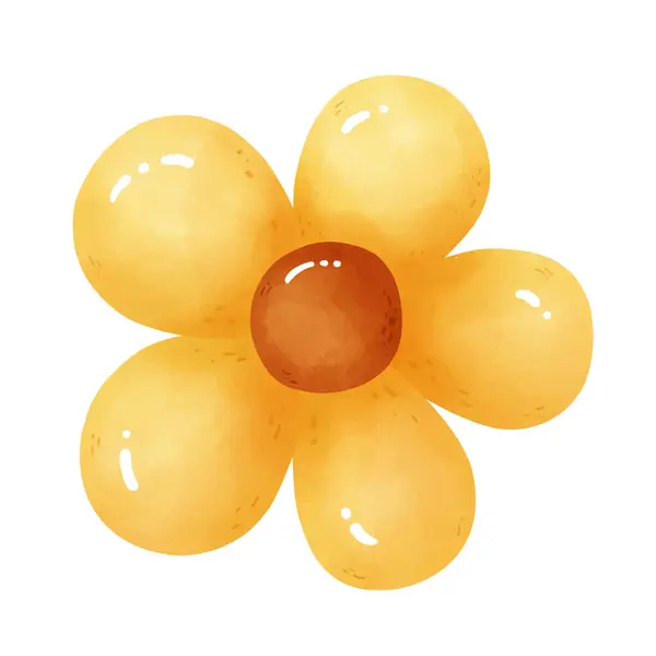 Sada Žlutých Květinových Obrazů Styl Akvarelu — Stockový vektor