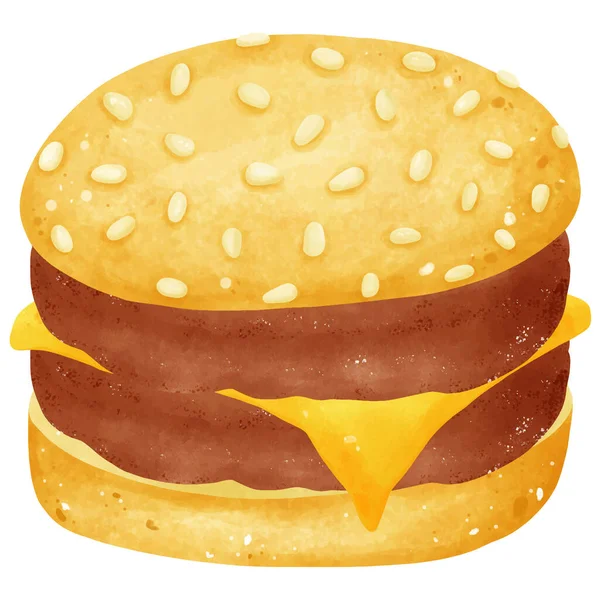 Набір Креслень Інгредієнтів Гамбургерів Стиль Акварелі — стоковий вектор