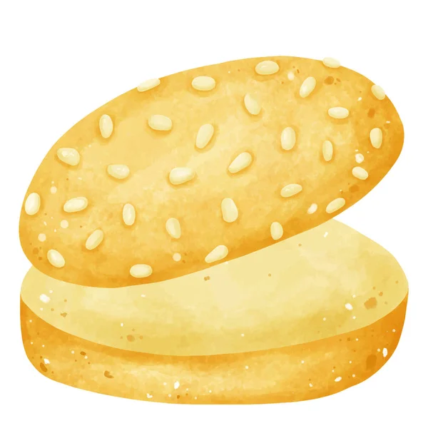 Sada Hamburgerových Kreseb Ingrediencí Styl Akvarelu — Stockový vektor